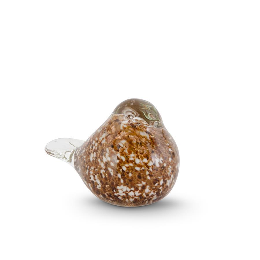 K & K Brown & Gold Speckled Glass Bird