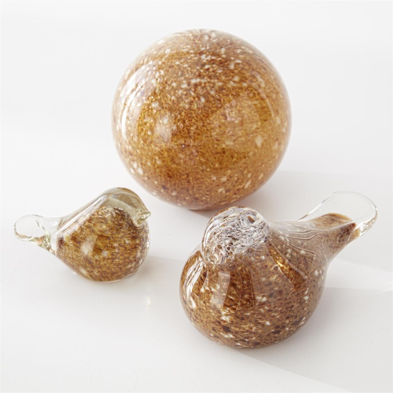 K & K Brown & Gold Speckled Glass Bird