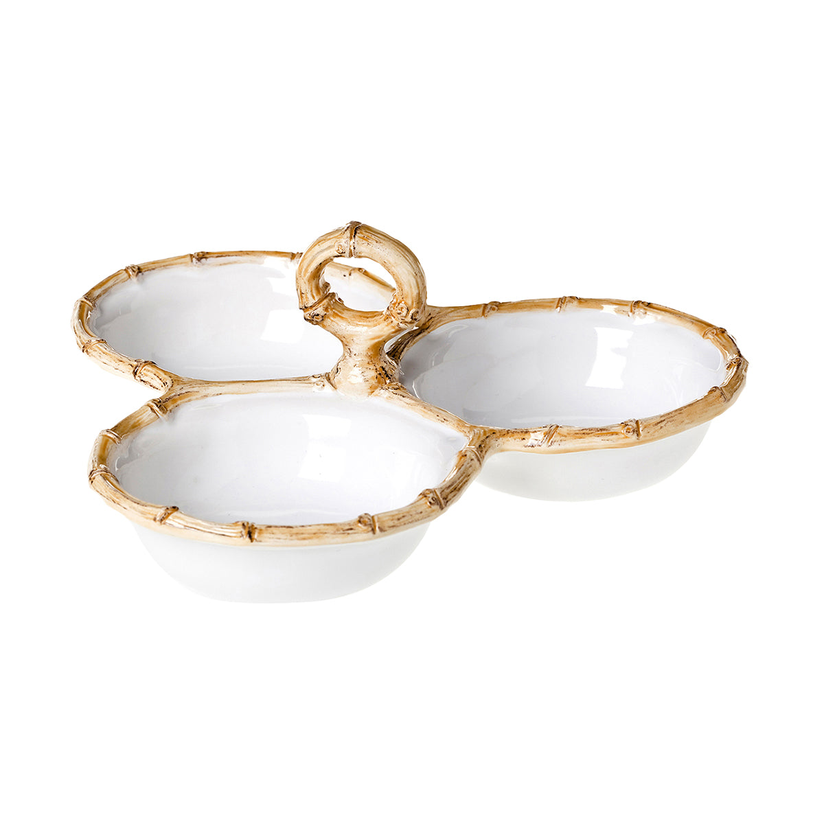 An image of Juliska Bamboo 9" Triple Bowl Server - Natural