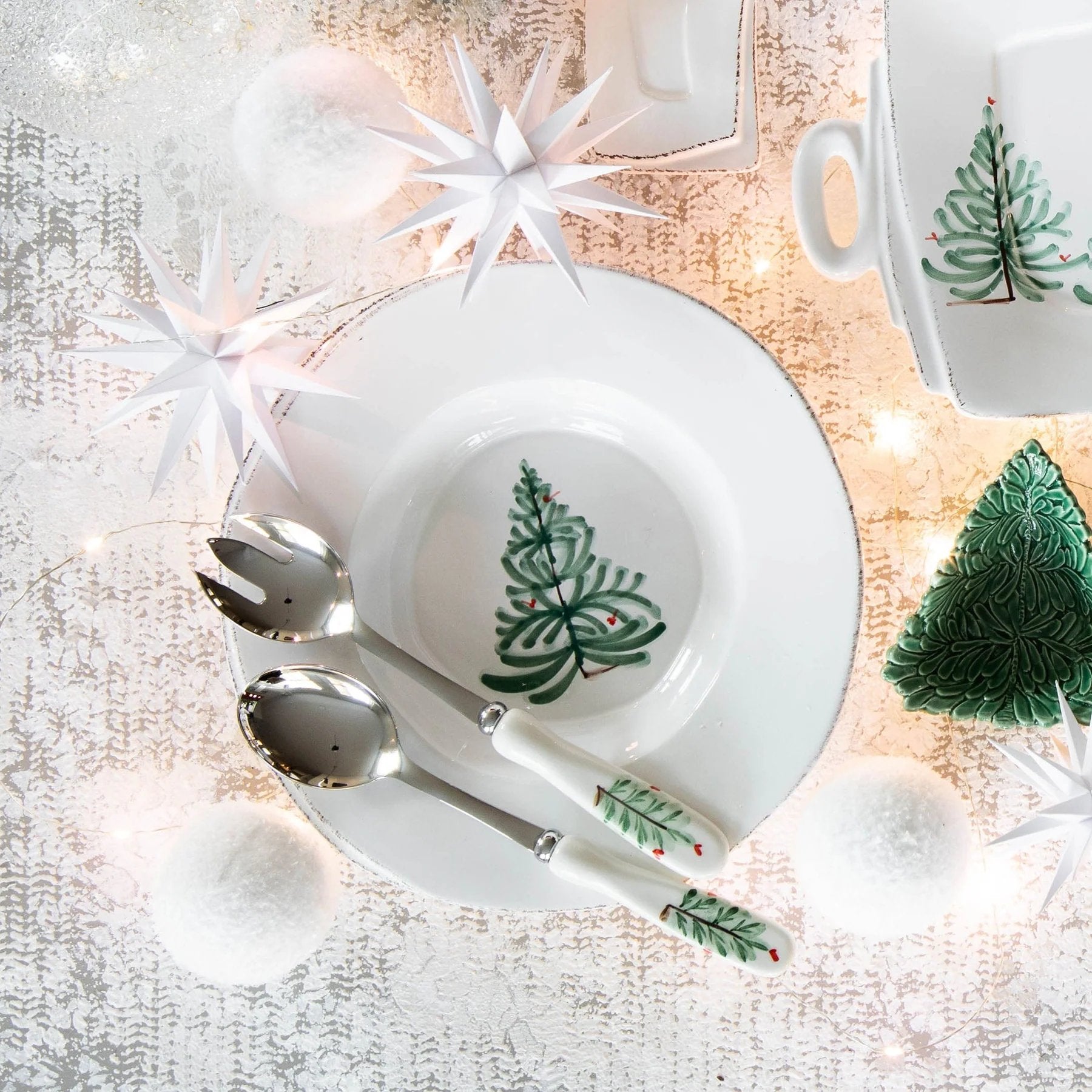 An image of Vietri Lastra Holiday Salad Server Set