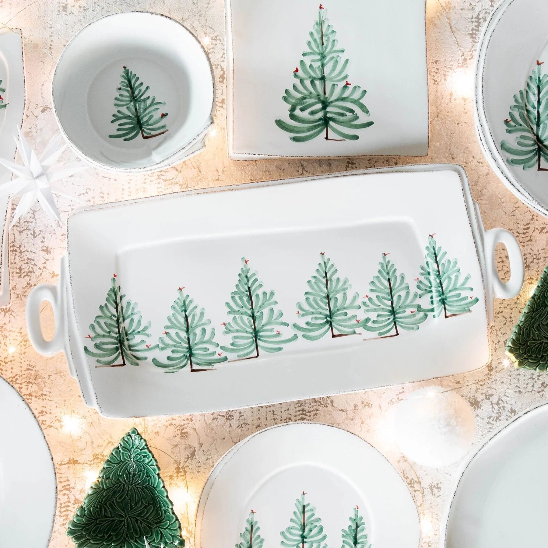 An image of Vietri Lastra Holiday Handled Rectangular Platter