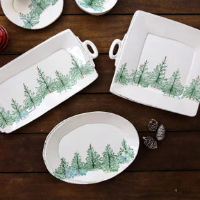 Vietri Lastra Holiday Handled Rectangular Platter