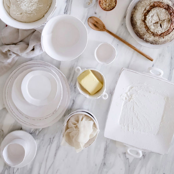 An image of Vietri Lastra White Small Handled Bowl