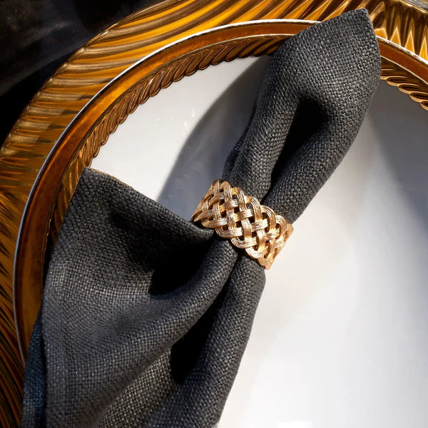 An image of L'Objet Braid Jewel Napkin Rings - Set of 4