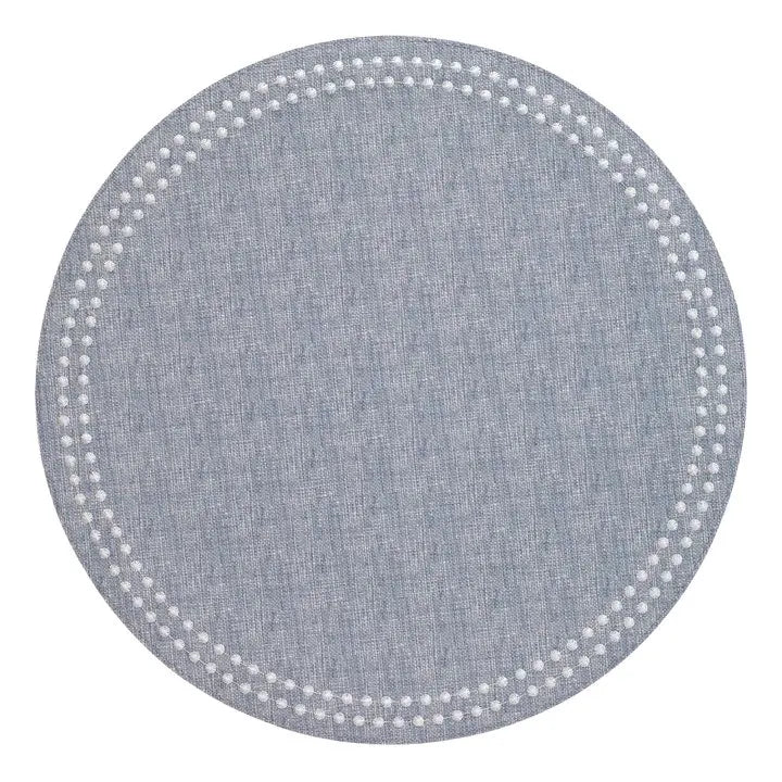 Bodrum Pearls Round placemat in Blue Bell White