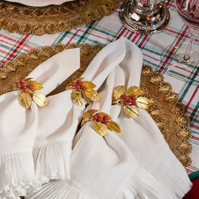 Juliska Holly with Berries Napkin Ring Set/4 - Multi