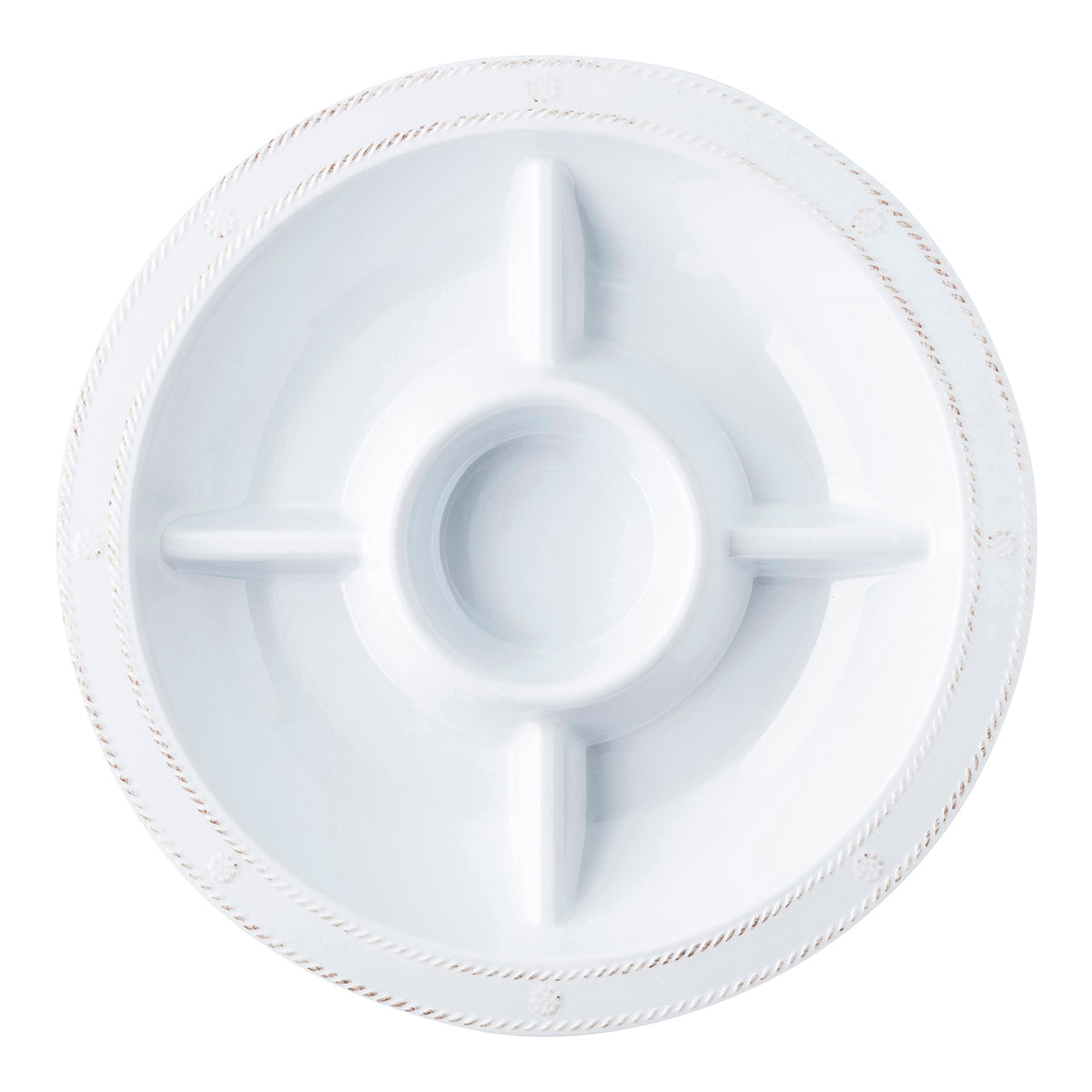 An image of Juliska Berry & Thread Melamine 15" Crudite Platter - Whitewash