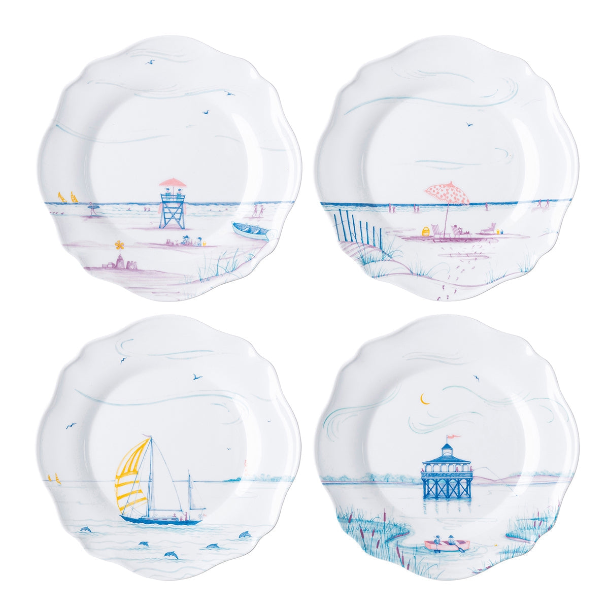 Juliska Country Estate Seaside Melamine Dessert/Salad Plates - Set of 4