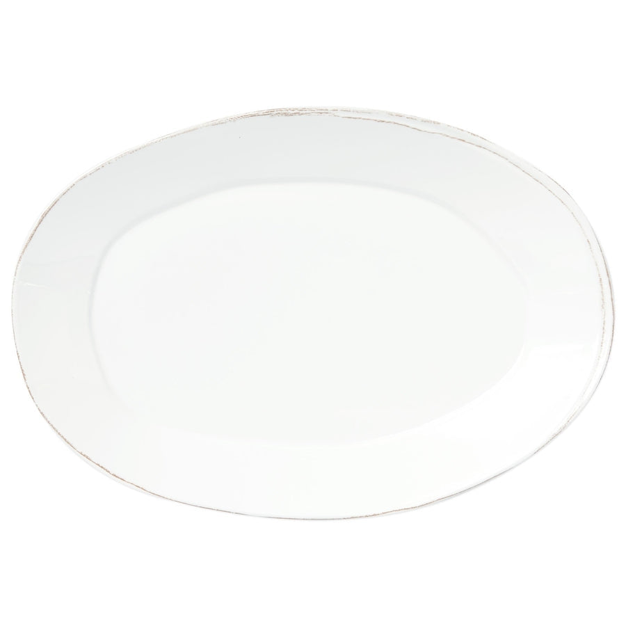 An image of Vietri Lastra Melamine White Oval Platter