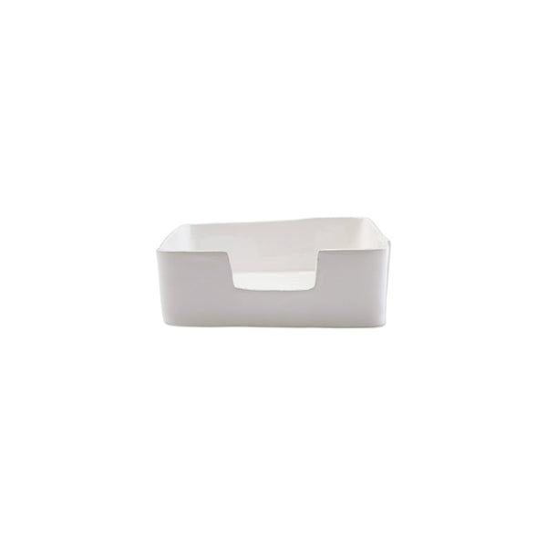 An image of Vietri Melamine Lastra White Dinner Napkin Holder