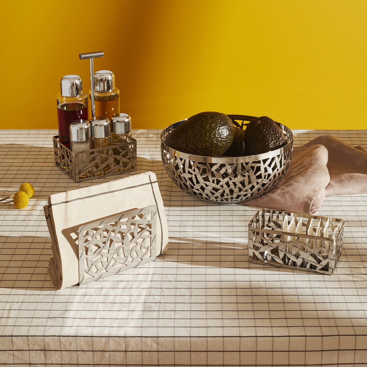 An image of Alessi Marta Sansoni Cactus! Stainless Steel Open Work Napkin Holder