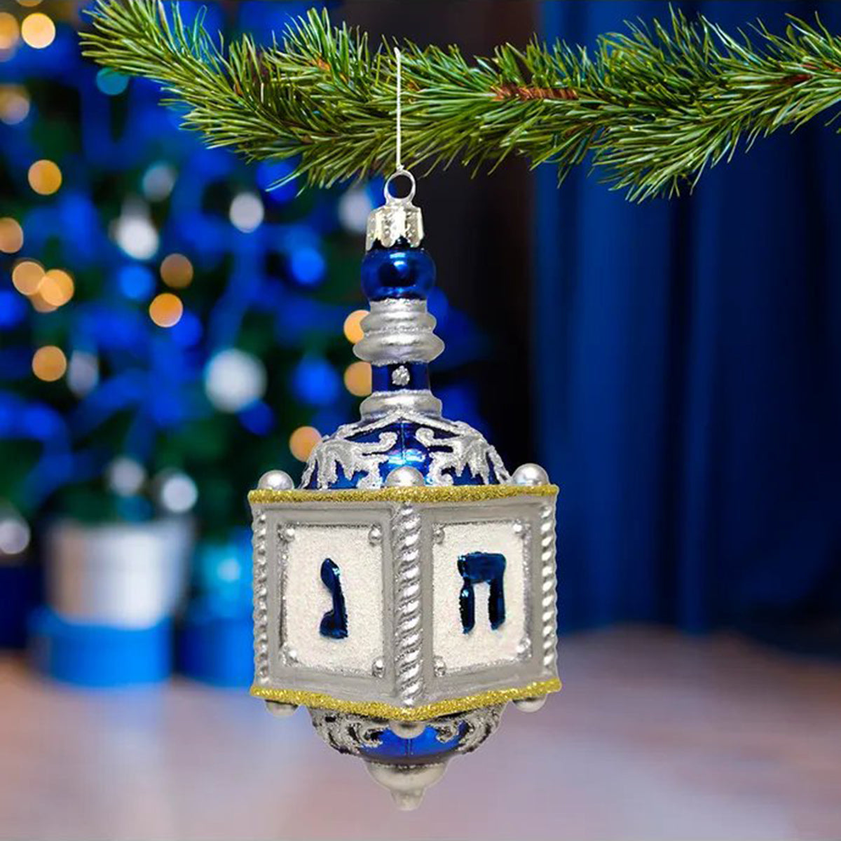 Kurt Adler Noble Gems Glass Dreidel Ornament
