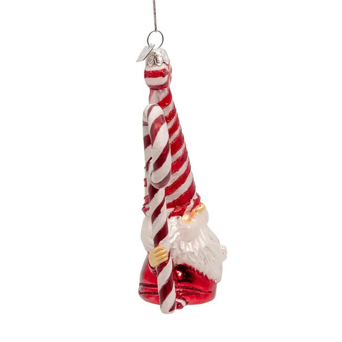 An image of Kurt Adler Noble Gems Peppermint Gnome Ornament