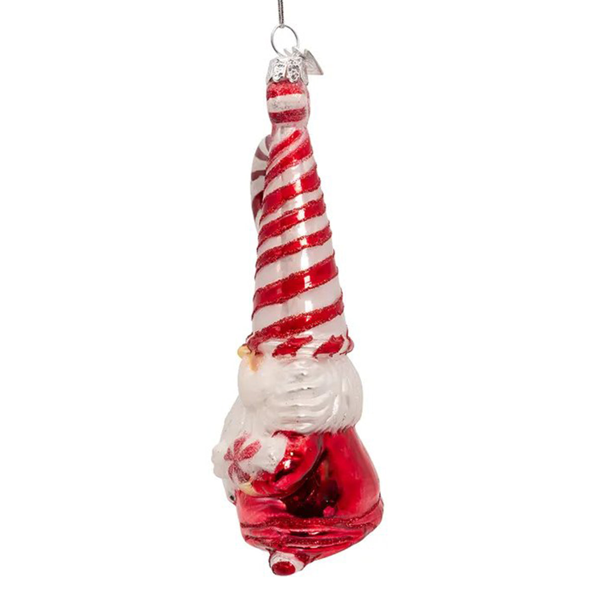 An image of Kurt Adler Noble Gems Peppermint Gnome Ornament