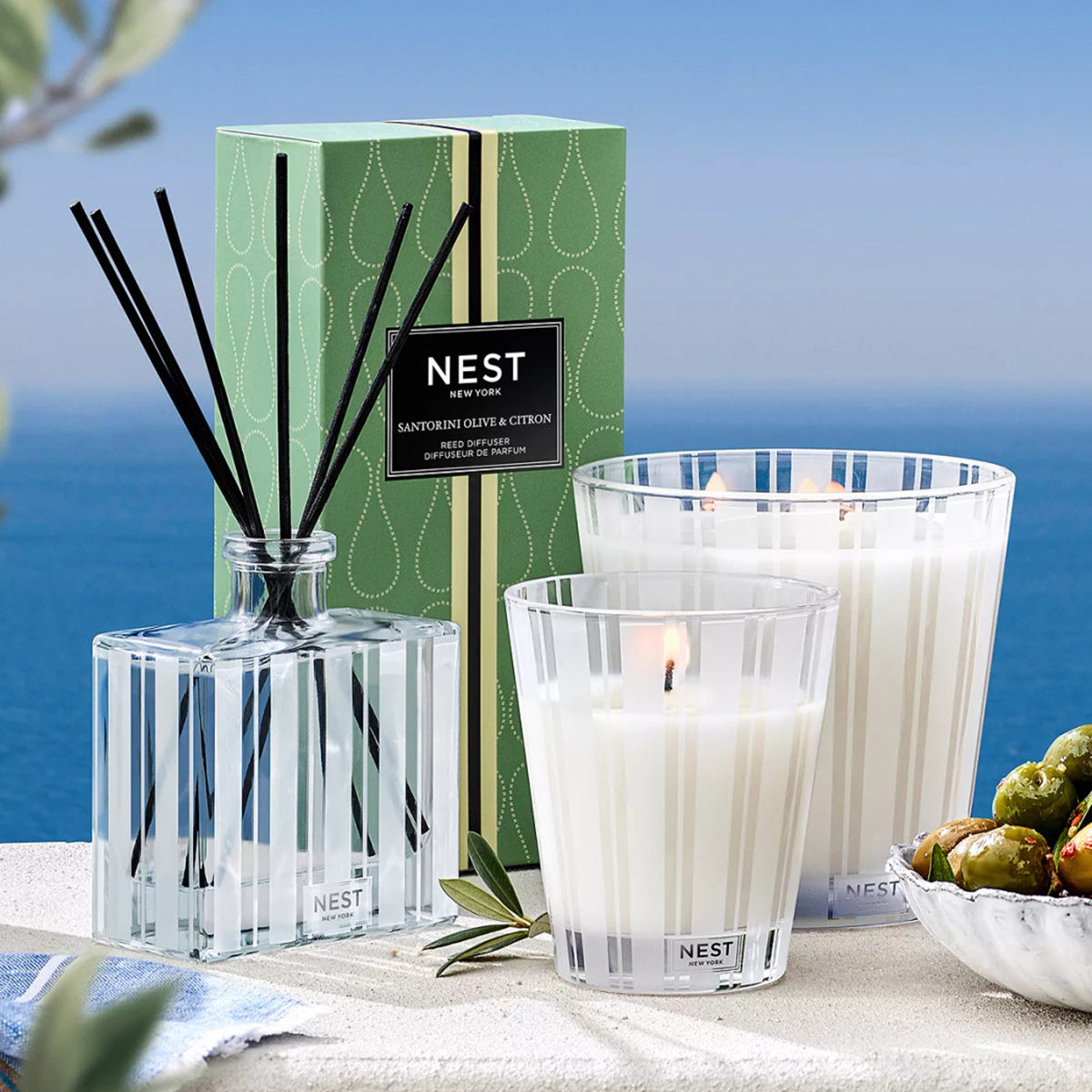 An image of Nest Fragrances Santorini Olive & Citron 3-Wick Candle 21.2 oz