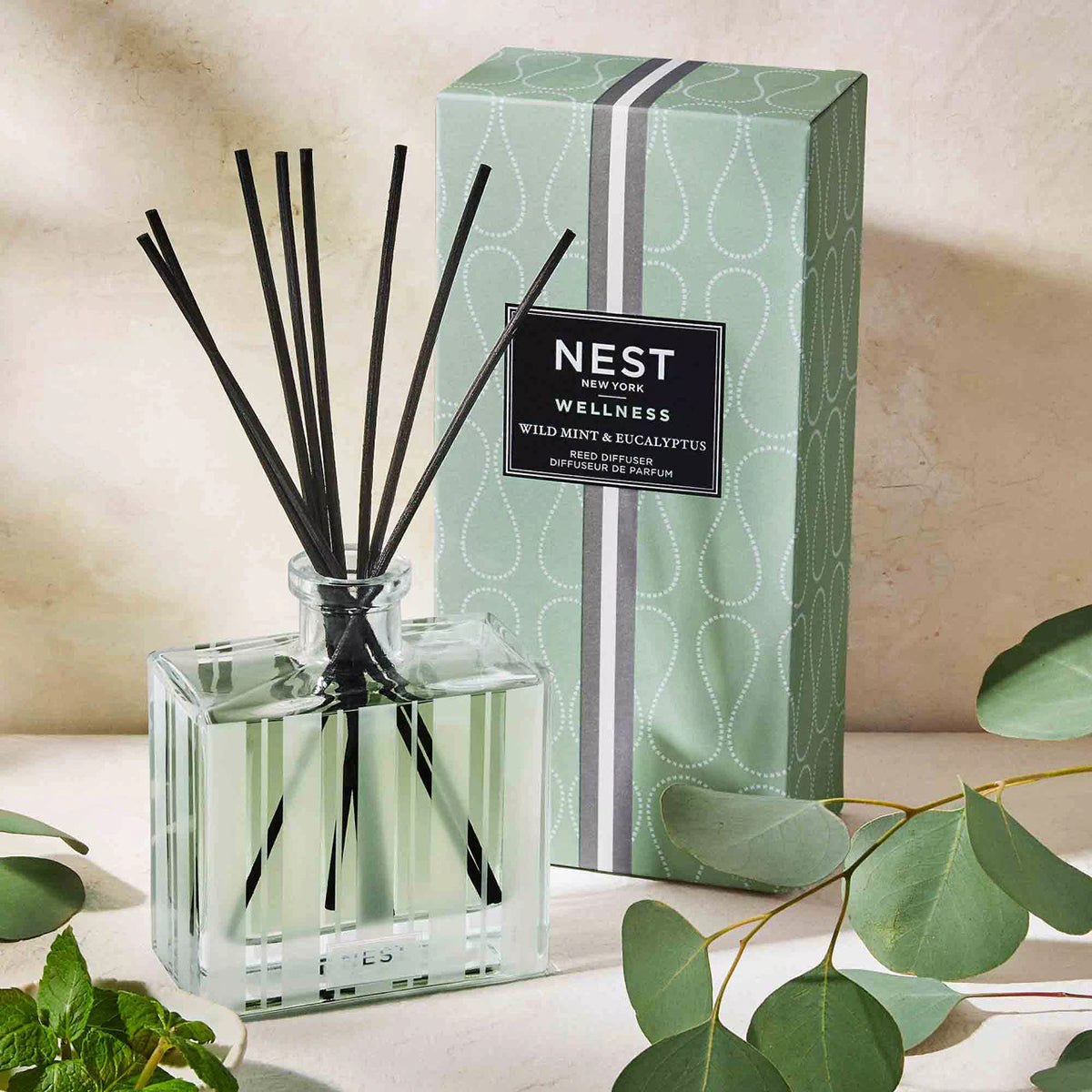 An image of Nest Fragrances Wild Mint & Eucalyptus Reed Diffuser 5.9 fl oz