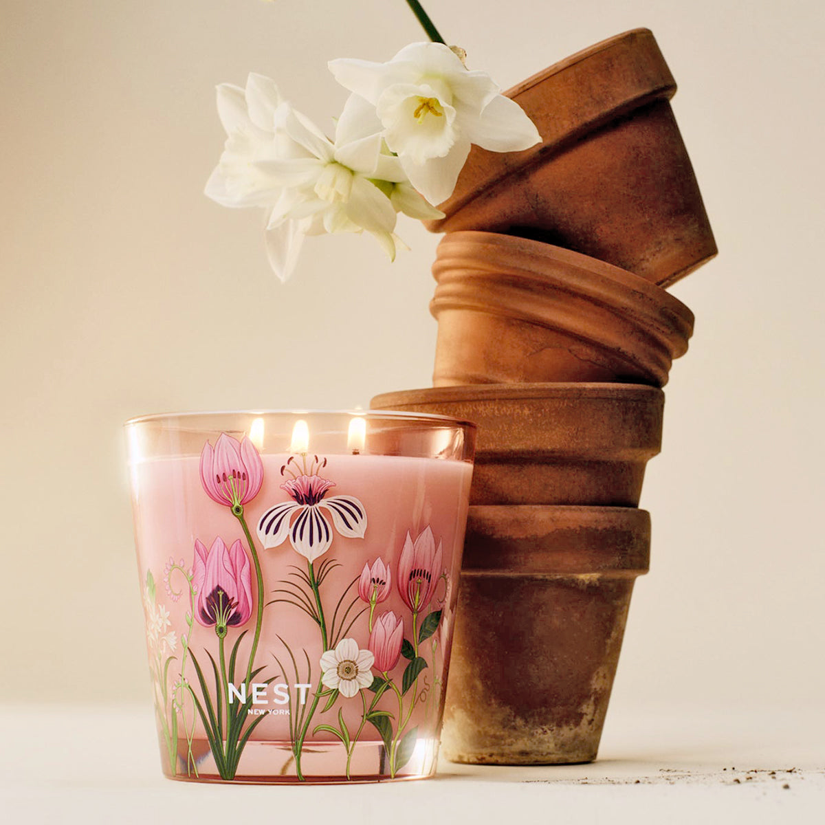 An image of Nest Fragrances Himalayan Salt & Rosewater Decorative 3-Wick Candle 21.2 oz