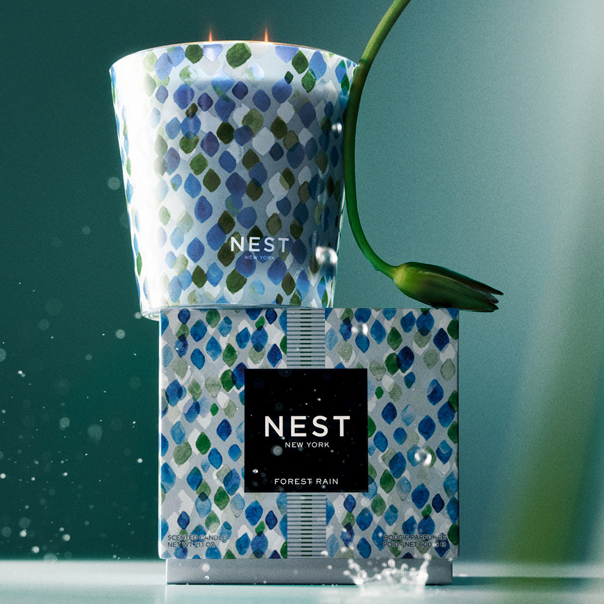 An image of Nest Fragrances Forest Rain 3-Wick Candle 21.2 oz