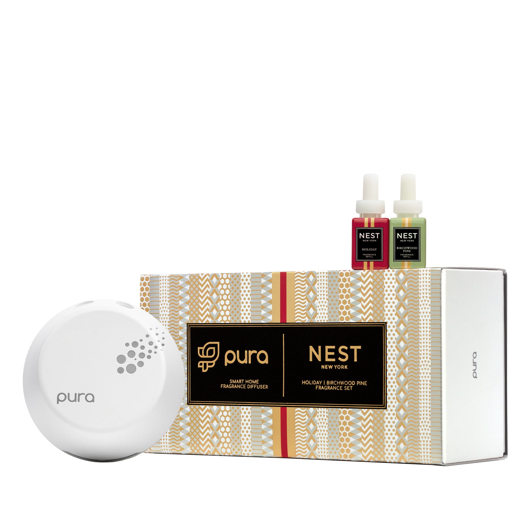 An image of Nest Fragrances Holiday & Birchwood Pine Pura Smart Diffuser Set with 2 Refills