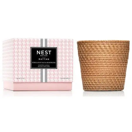 Nest Fragrances Himilayan Salt and Rosewater Rattan three Wick Candle