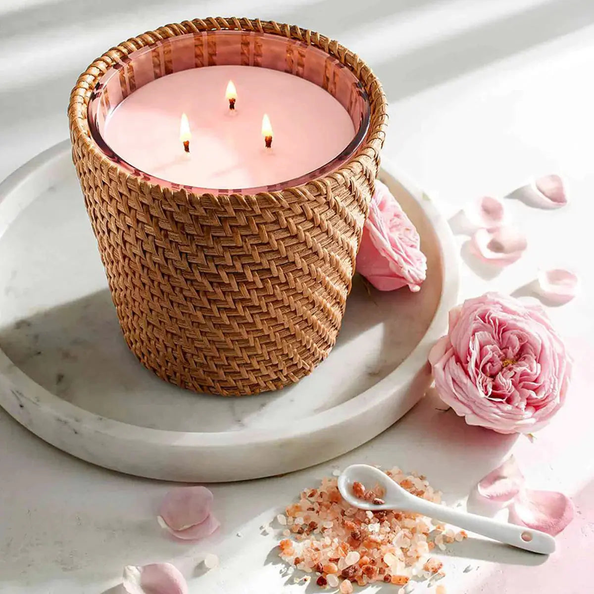 Nest Fragrances Himilayan Salt and Rosewater Rattan three Wick Candle