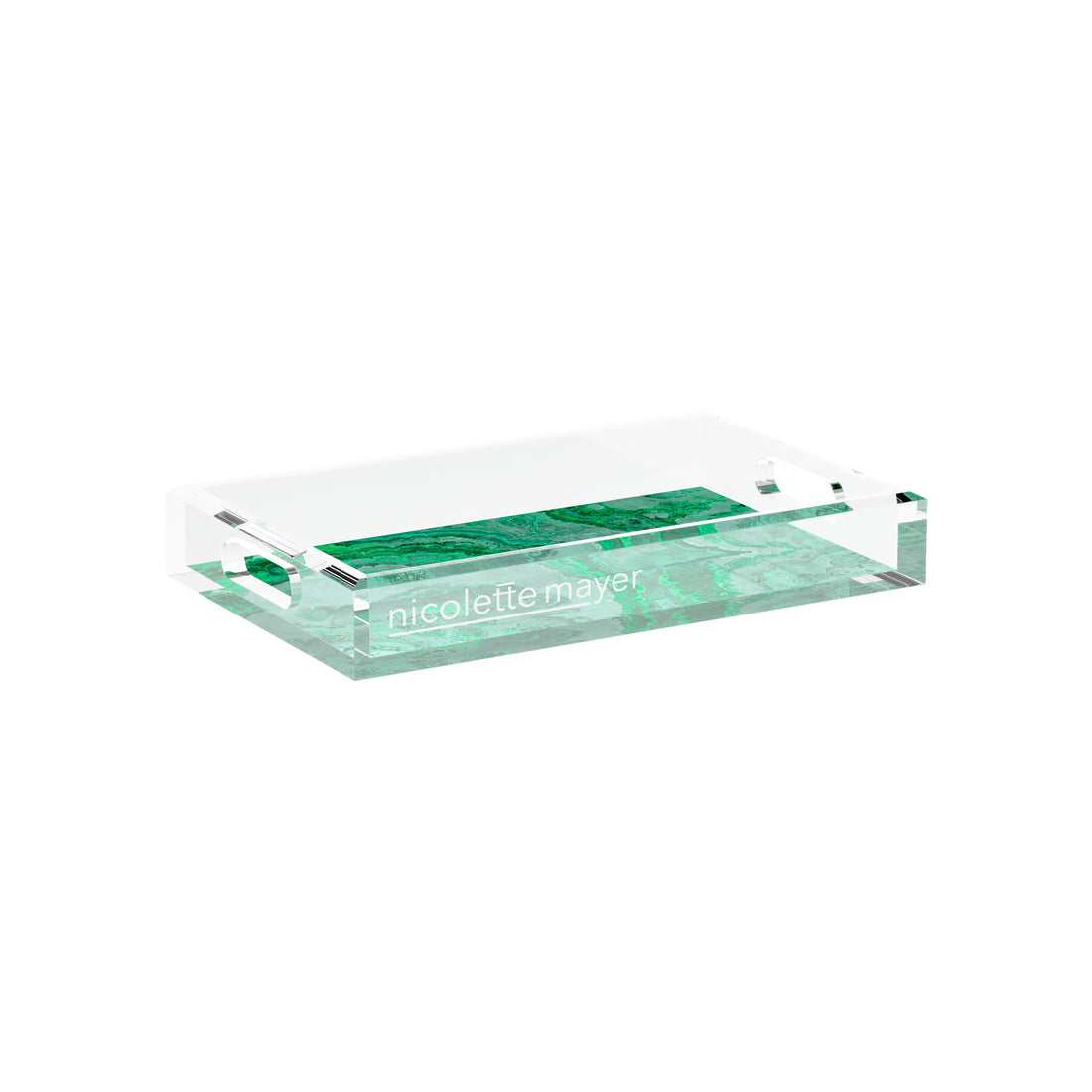 An image of Nicolette Mayer Agate Malachite Acrylic Vanity Tray