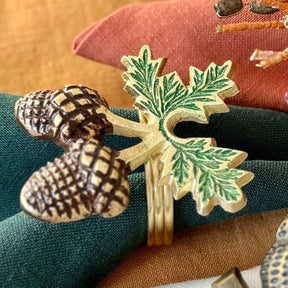 Bodrum Painted Acorn Set of 4 Napkin Ring