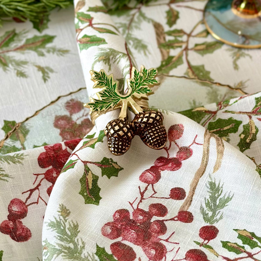 An image of Bodrum Painted Acorn Set of 4 Napkin Ring