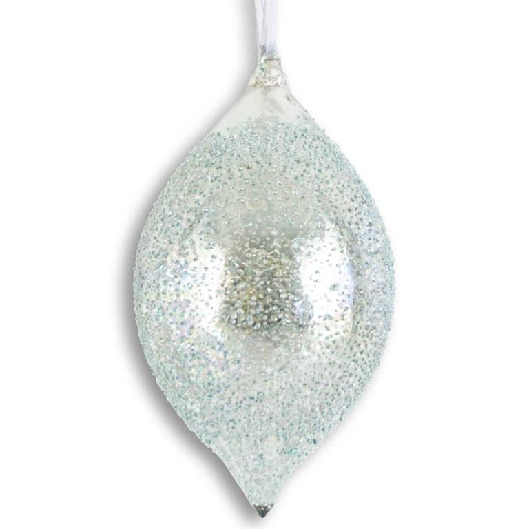 K & K Light Blue Textured Mercury Glass Tea Ornament