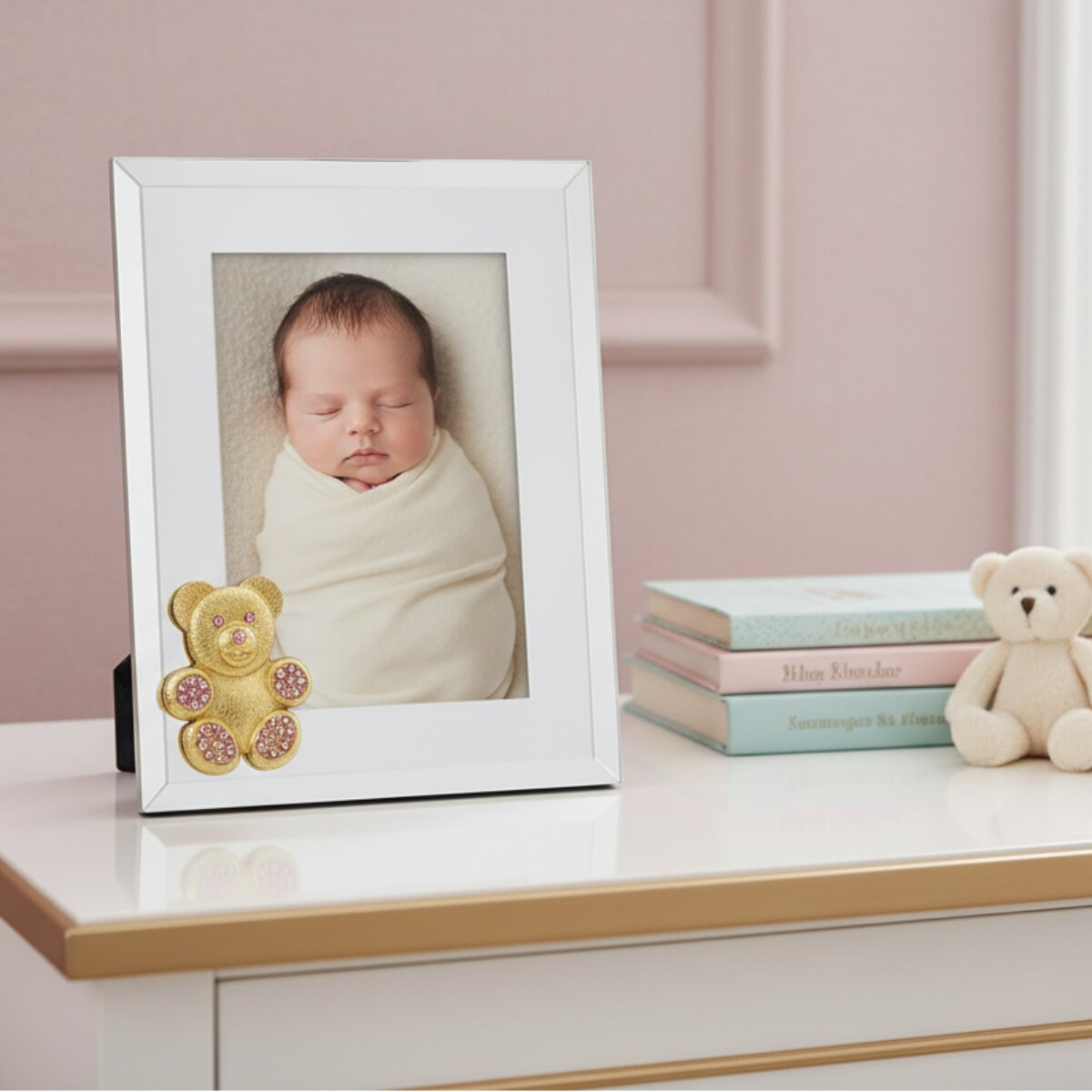 An image of Olivia Riegel Gold Teddy Bear Picture Frame