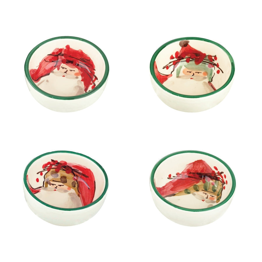 An image of Vietri Old St. Nick Assorted Condiment Bowls - Set of 4