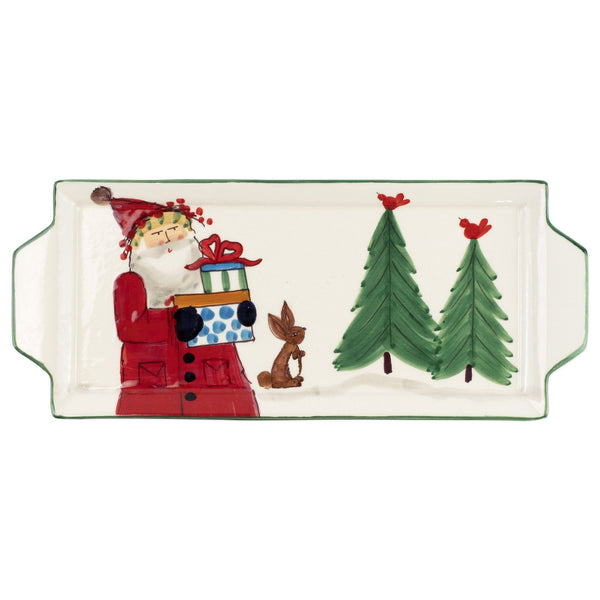 An image of Vietri Old St. Nick Handled Rectangular Platter
