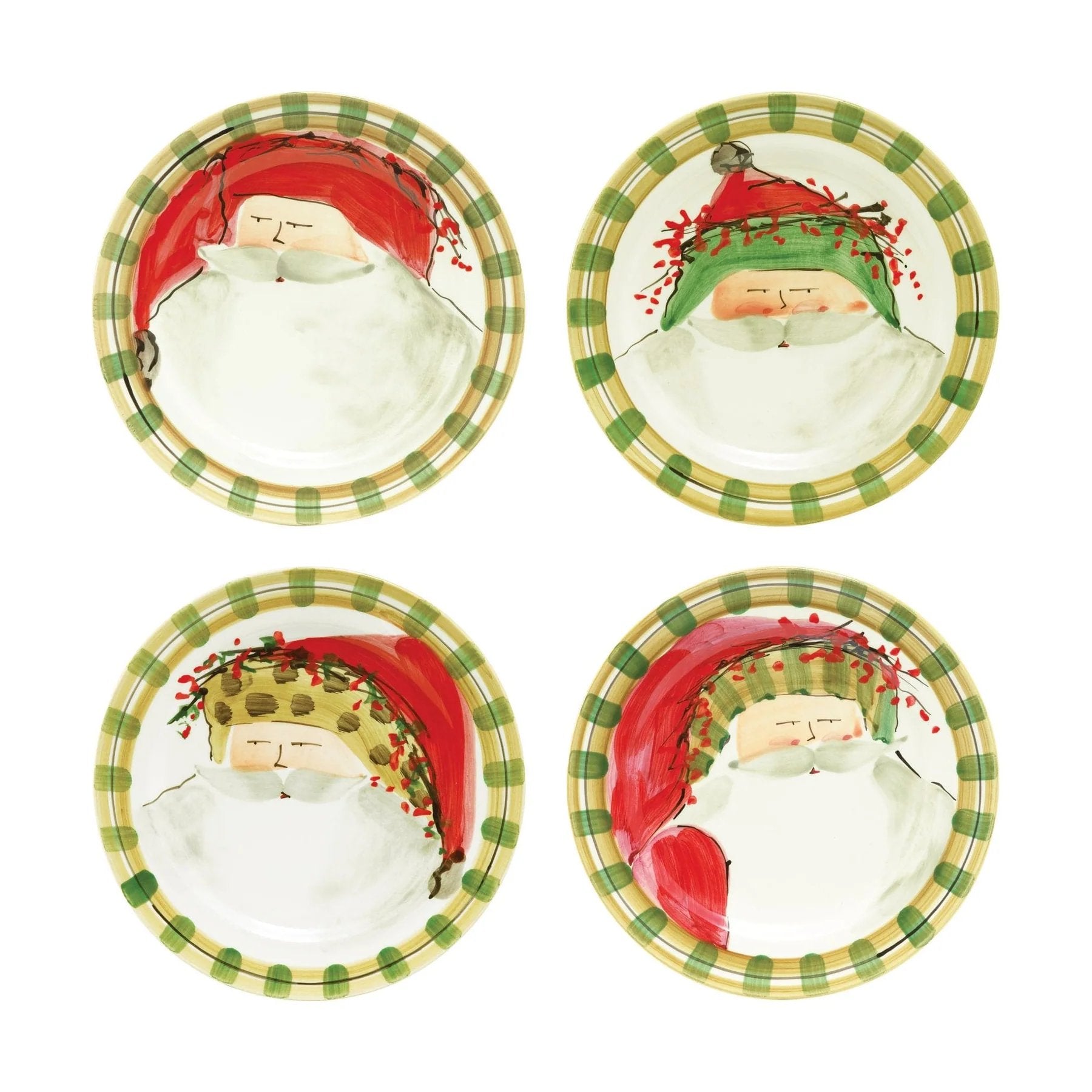An image of Vietri Old St. Nick Assorted Round Salad Plates - Set of 4
