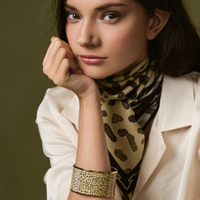 Halcyon Days Leopard Gold Enamel Cuff Bangle