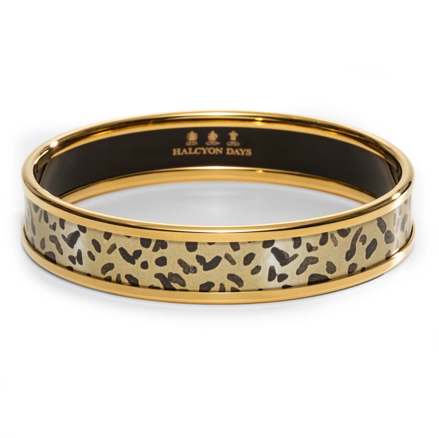 An image of Halcyon Days Leopard Gold Enamel Bangle