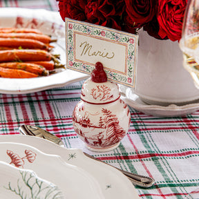 Juliska Country Estate Winter Frolic Ginger Jar Place Card Holder Set of 4 - Ruby