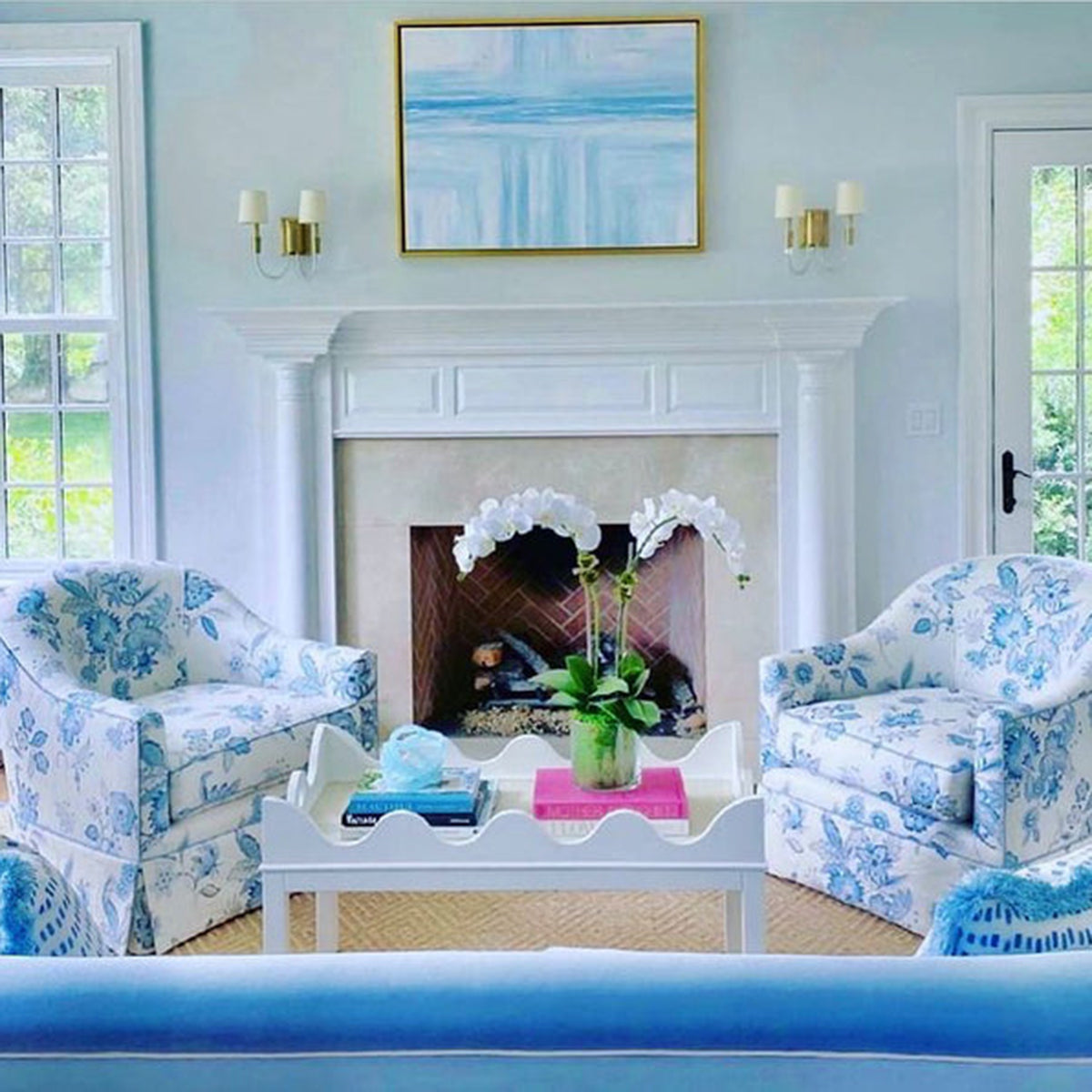 Diane James Phalaenopsis orchid, 2 stems, in glass cylinder