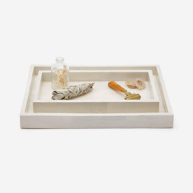 Pigeon and Poodle Arles Faux Horn Tray Set of 2