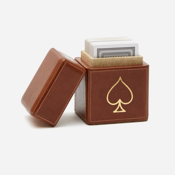 Pigeon and Poodle Aira Playing Cards in Leather Case