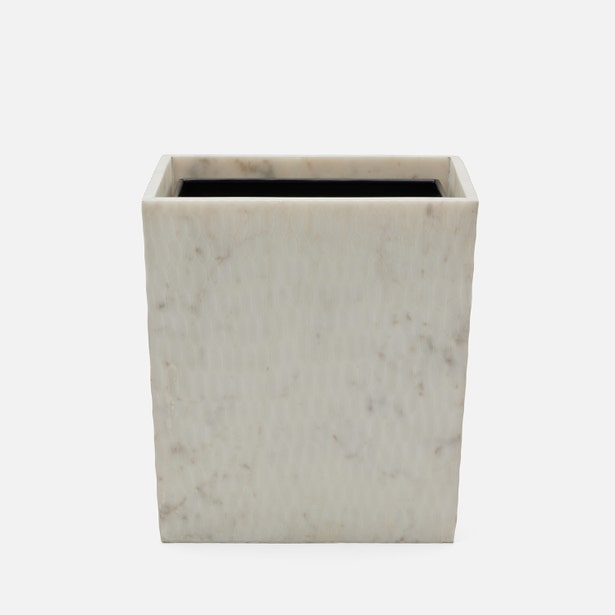 An image of Pigeon and Poodle Kuna Textured Marble Rectangular Wastebasket