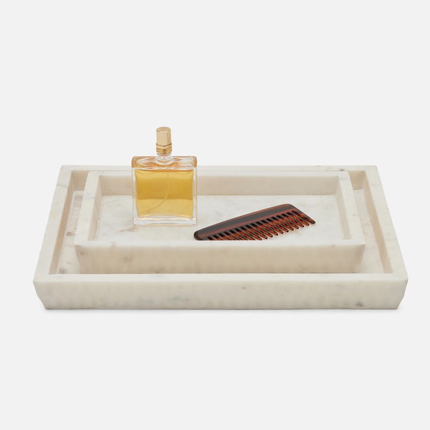 An image of Pigeon and Poodle Kuna Textured Marble Tray Set