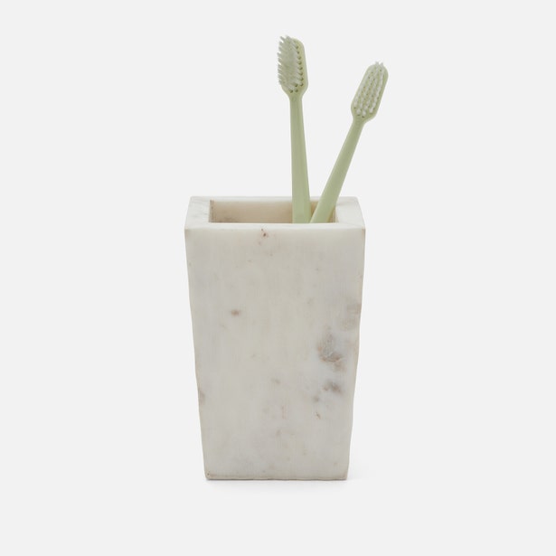An image of Pigeon and Poodle Kuna Textured Marble Brush Holder