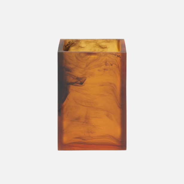 An image of Pigeon and Poodle Tavira Amber Black Brush Holder