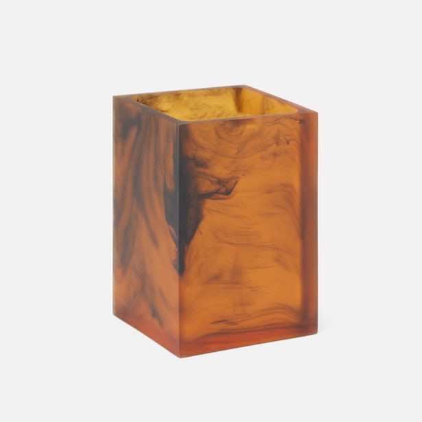 An image of Pigeon and Poodle Tavira Amber Black Brush Holder