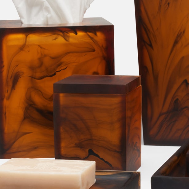 An image of Pigeon and Poodle Tavira Amber Black Tissue Box