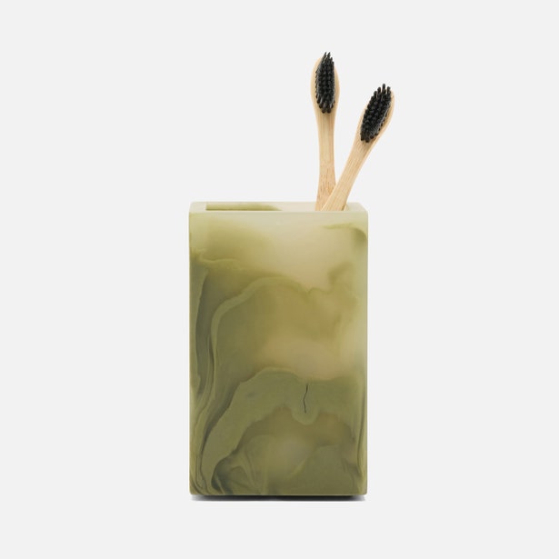 An image of Pigeon and Poodle Novo Pale Jade Brush Holder