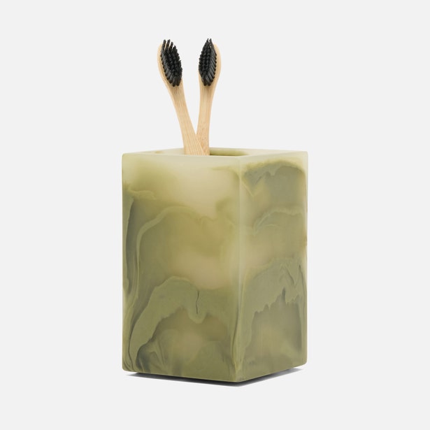 An image of Pigeon and Poodle Novo Pale Jade Brush Holder
