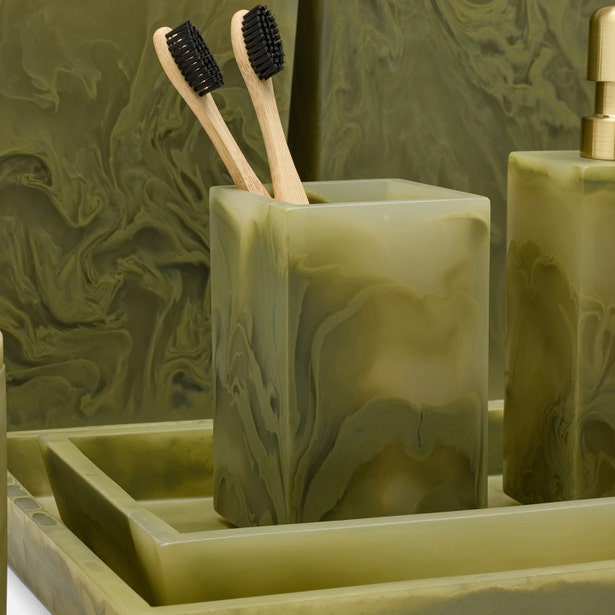 An image of Pigeon and Poodle Novo Pale Jade Brush Holder