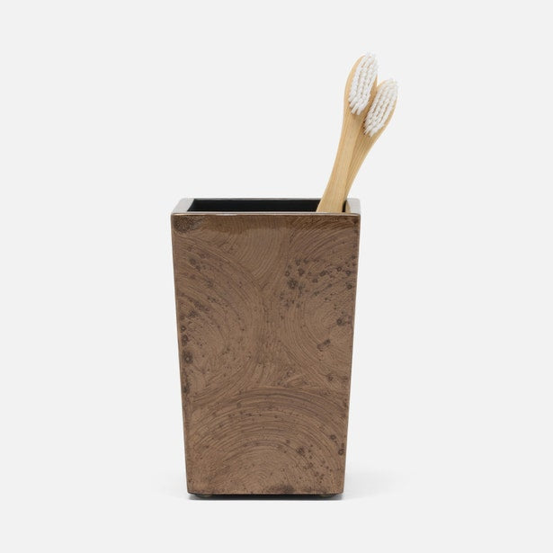 An image of Pigeon and Poodle Navagio Spiral Burl Resin Brush Holder