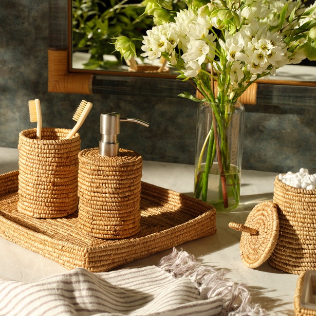 An image of Pigeon and Poodle Magnolia Abaca Natural Brush Holder